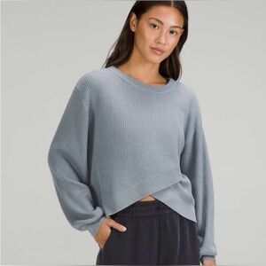 Lululemon Reversible Crossover Sweater Chambray Size 6 Blue Cashmere Blend